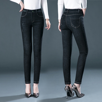 Τζιν γυναικών - Υψηλή μέση, ίσια γραμμή, ελαστικό denim, βαμβάκι 70–80% (<30% πολυεστέρας), χωρίς σιδέρωμα