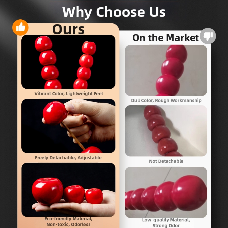 Scēnu rekvizīts: simulētie augļi uz irbulīšiem — Wengui, sērija Fruit skewers, materiāls Bubble, pielāgošana iespējama, tips: simulētie augļi