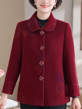 Ženski vuneni kaput za zimu 2024, stil princeze, dugi rukavi, 50–70% vuna