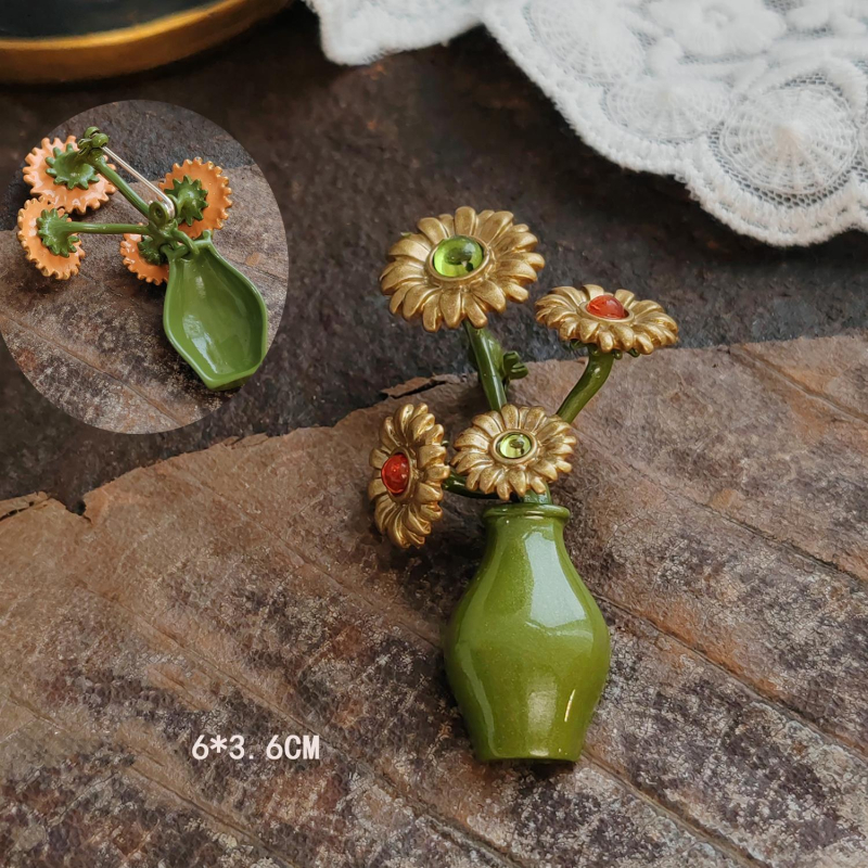 Broš Lily of the Valley motiiviga, tsink sulam, retro stiil, käsitsi maalitud emalileht, unisex, suvi 2024 väljalase