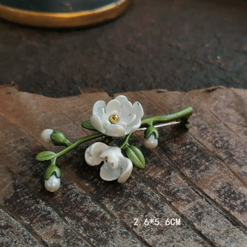 Broš Lily of the Valley motiiviga, tsink sulam, retro stiil, käsitsi maalitud emalileht, unisex, suvi 2024 väljalase