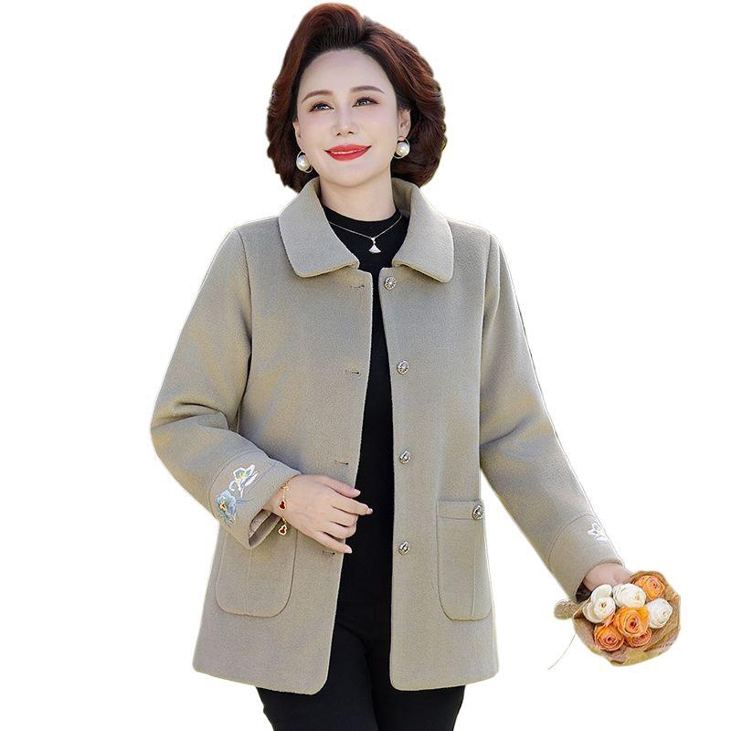 Ženska kratka topla jakna od chenille tkanine sa Spandexom, jesen-zimsko vanjsko odijevanje, džepovi, vezenje i gumbа, polo ovratnik