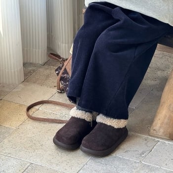 Dječje zimske cipele s nubukom, bočni zip, gumeni potplat, debeli dizajn, Zima 2025