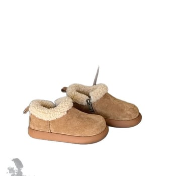 Dječje zimske cipele s nubukom, bočni zip, gumeni potplat, debeli dizajn, Zima 2025