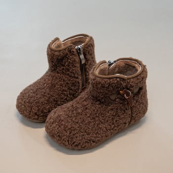 Djevojčice zimske čizme, korejski stil, velur gornji dio, gumena potplata, bočni zip, za djecu uzrast 4–12 godina, Zima 2025