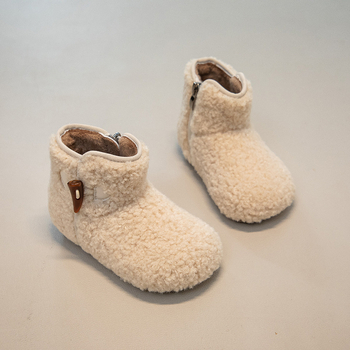 Djevojčice zimske čizme, korejski stil, velur gornji dio, gumena potplata, bočni zip, za djecu uzrast 4–12 godina, Zima 2025