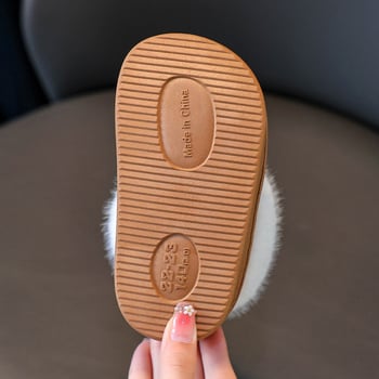 Dječje pamučne papuče za dječake, zima 2025, pamuk gornji dio, uzorak slova, protuklizna plastična potplata, za uzrast 13–16 godina