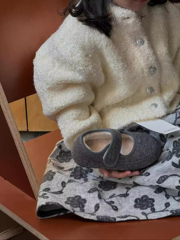 Zimske Mary Jane cipele za djecu s umjetnom kožom, Velcro zatvarač, kompozitna potplata, srednja debljina, japanski stil (umjetna koža; kompozitna potplata; srednja debljina; Velcro zatvarač; japanski stil)