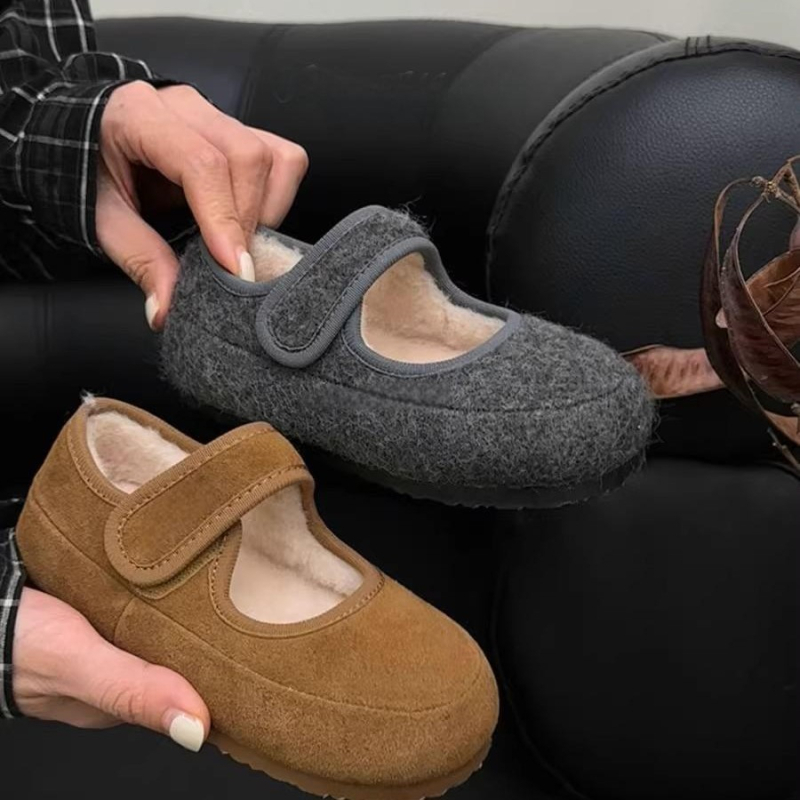 Zimske Mary Jane cipele za djecu s umjetnom kožom, Velcro zatvarač, kompozitna potplata, srednja debljina, japanski stil (umjetna koža; kompozitna potplata; srednja debljina; Velcro zatvarač; japanski stil)