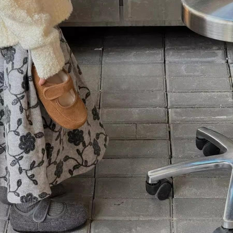 Zimske Mary Jane cipele za djecu s umjetnom kožom, Velcro zatvarač, kompozitna potplata, srednja debljina, japanski stil (umjetna koža; kompozitna potplata; srednja debljina; Velcro zatvarač; japanski stil)