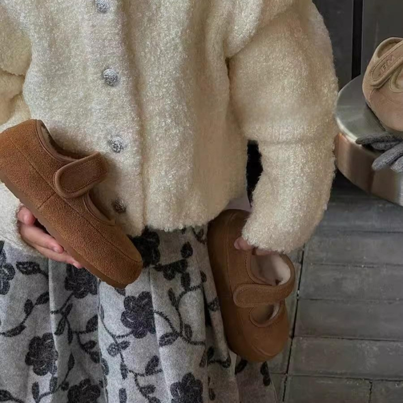 Zimske Mary Jane cipele za djecu s umjetnom kožom, Velcro zatvarač, kompozitna potplata, srednja debljina, japanski stil (umjetna koža; kompozitna potplata; srednja debljina; Velcro zatvarač; japanski stil)