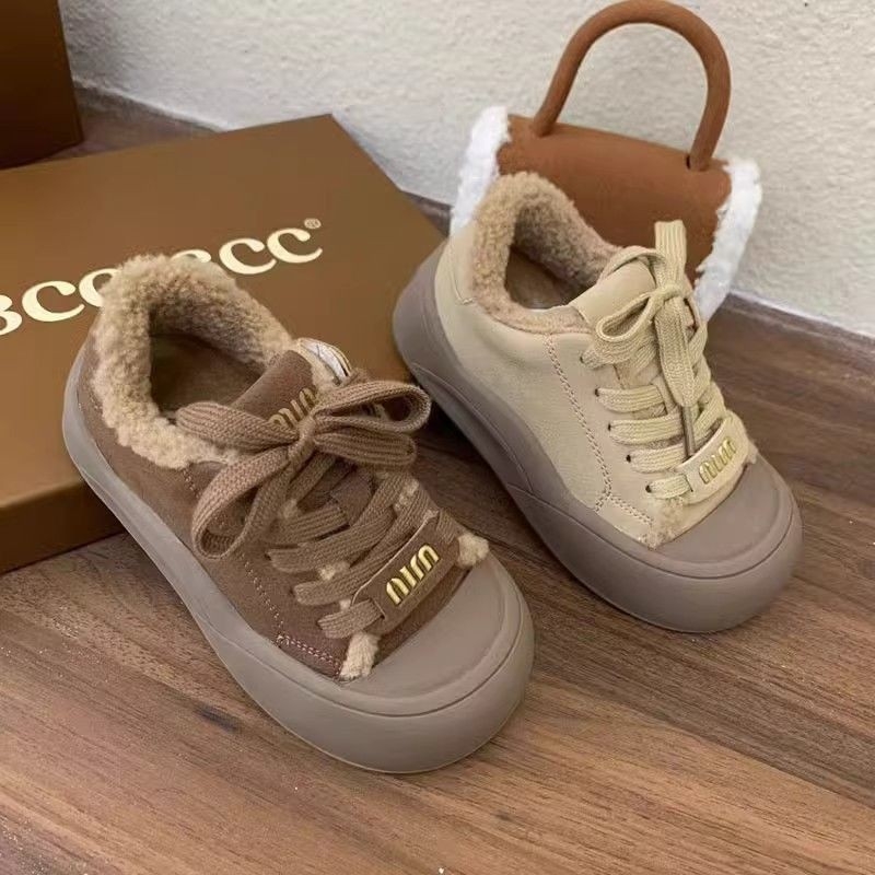 Dječje zimske tenisice od umjetne kože, PU đon, debela unutarnja podstava od janjećeg baršuna, unisex casual tenisice s vezivanjem, zima 2024