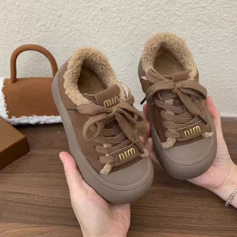Dječje zimske tenisice od umjetne kože, PU đon, debela unutarnja podstava od janjećeg baršuna, unisex casual tenisice s vezivanjem, zima 2024
