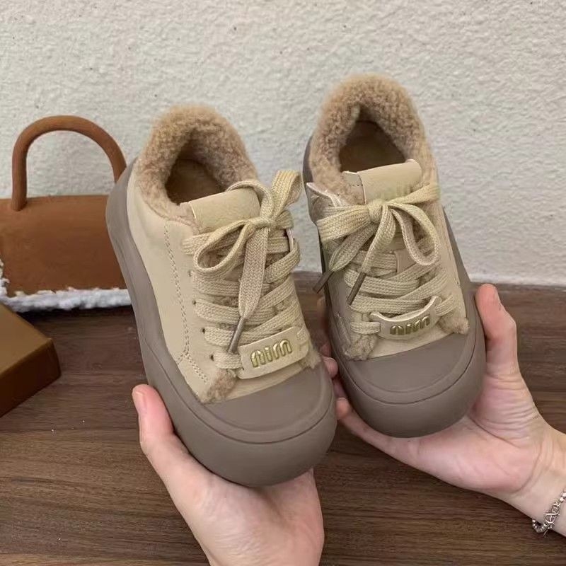 Dječje zimske tenisice od umjetne kože, PU đon, debela unutarnja podstava od janjećeg baršuna, unisex casual tenisice s vezivanjem, zima 2024