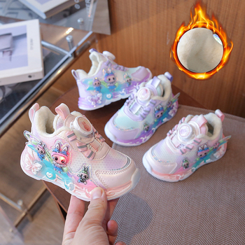 Παιδικά παπούτσια για κορίτσια με cartoon σχέδιο, συνθετικό δέρμα επάνω, σόλα EVA, κλείσιμο με περιστρεφόμαστε κουμπί, για ηλικίες 1–6 ετών