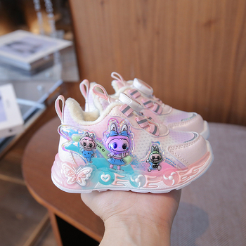 Παιδικά παπούτσια για κορίτσια με cartoon σχέδιο, συνθετικό δέρμα επάνω, σόλα EVA, κλείσιμο με περιστρεφόμαστε κουμπί, για ηλικίες 1–6 ετών