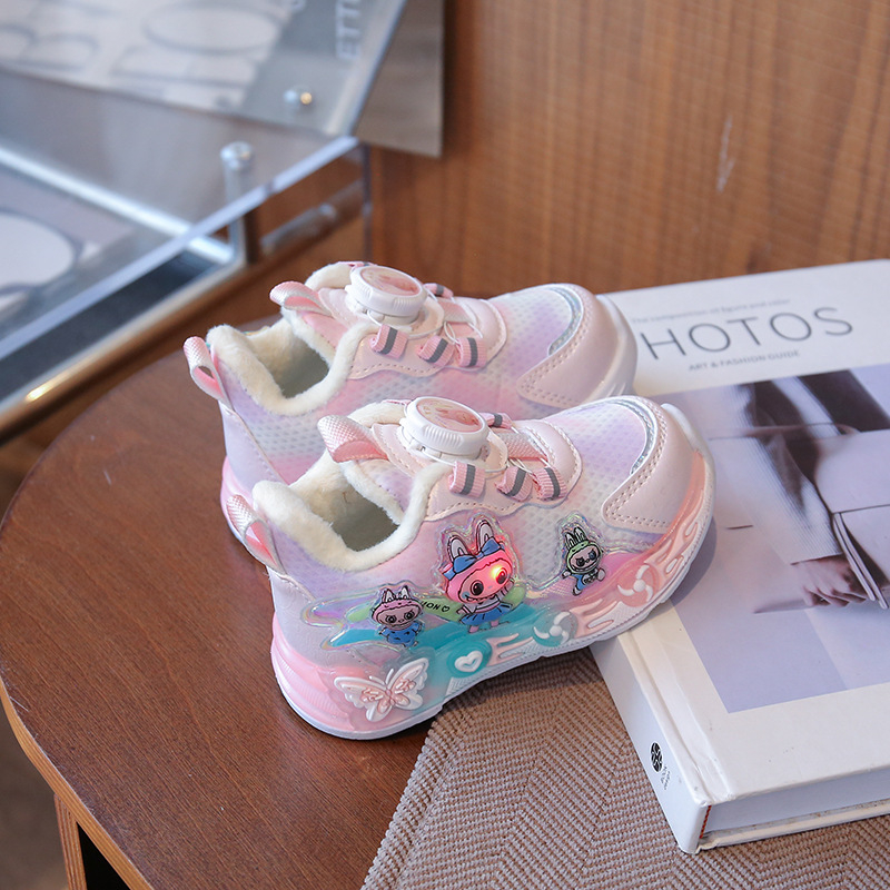 Παιδικά παπούτσια για κορίτσια με cartoon σχέδιο, συνθετικό δέρμα επάνω, σόλα EVA, κλείσιμο με περιστρεφόμαστε κουμπί, για ηλικίες 1–6 ετών