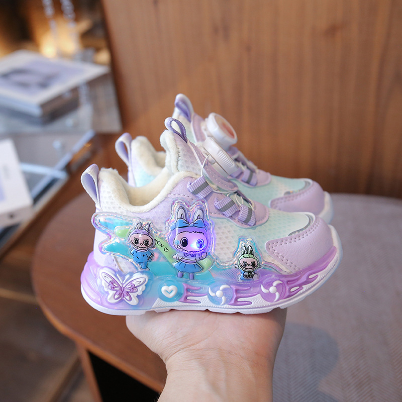 Παιδικά παπούτσια για κορίτσια με cartoon σχέδιο, συνθετικό δέρμα επάνω, σόλα EVA, κλείσιμο με περιστρεφόμαστε κουμπί, για ηλικίες 1–6 ετών
