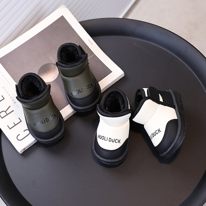 Unisex gležnjače za djecu, podstavljene fleeceom, gornji dio od sintetičke kože, britanski stil, uzrast 1–6 godina