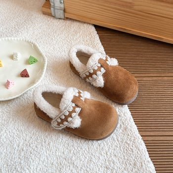 Dječje zimske čizme od velura sa Velcro kopčanjem, gumeni potplat, jednobojne, zima 2025, za dob 1–16 godina