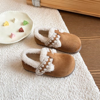 Dječje zimske čizme od velura sa Velcro kopčanjem, gumeni potplat, jednobojne, zima 2025, za dob 1–16 godina