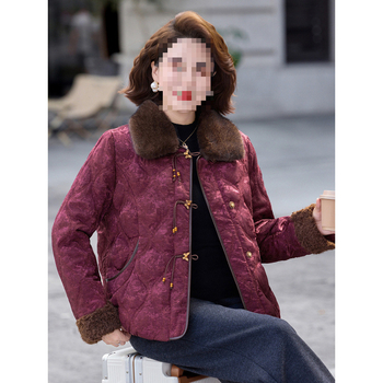 Moteriška gobtuvinė striukė su gėlėtu spaudu, laisvas kirpimas, užtrauktukas, vidutinio storio, ilgis 50–65 cm, apykaklė su reveru, imitacinė kailio apykaklė, užpildas poliesteris-pamugas