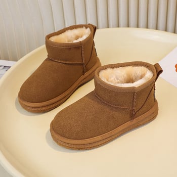 Dječje zimske gležnjače minimalističkog stila, gornji dio od umjetne kože, EVA potplat, unisex za uzrast 4–16 godina, Zima 2025.