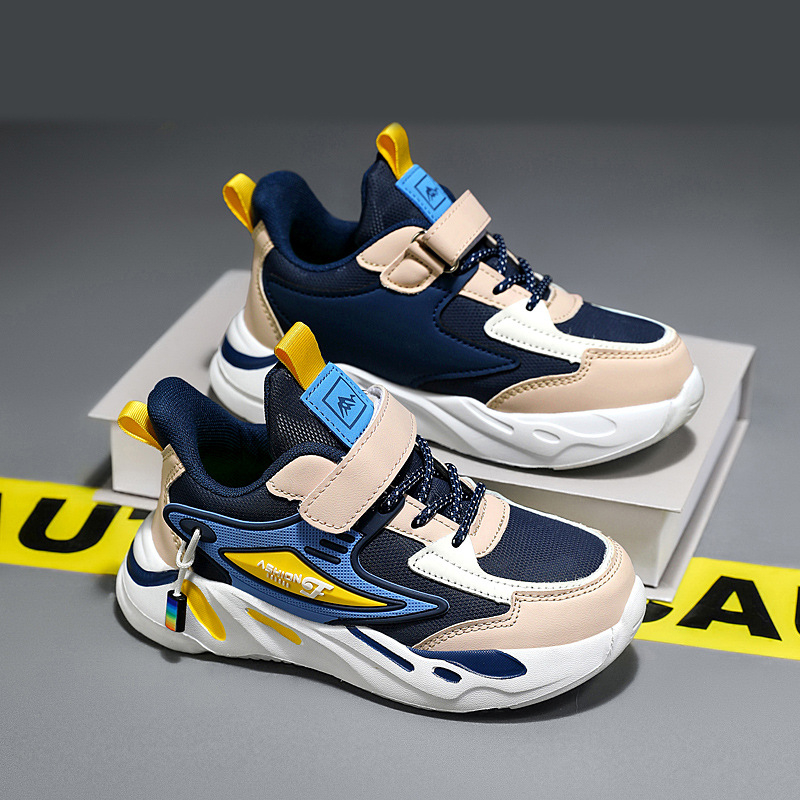 Pantofi sport pentru băieți iarna, din piele artificială, impermeabili, antiderapante, închidere Velcro, talpă MD