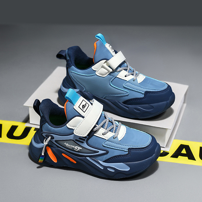 Pantofi sport pentru băieți iarna, din piele artificială, impermeabili, antiderapante, închidere Velcro, talpă MD