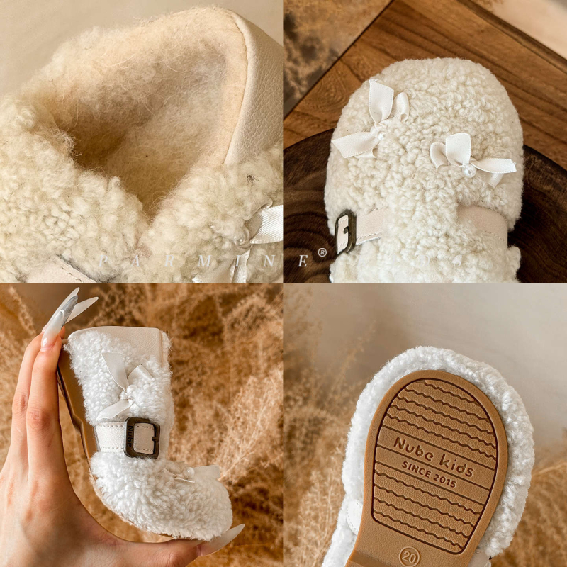 Zimske tenisice za djevojčice s vunenim gornjim dijelom i flekser podstavom, unisex (Dob: 1–3 / 4–6 / 7–12; Materijal gornjeg: Vuna; Sezona: Zima 2025)