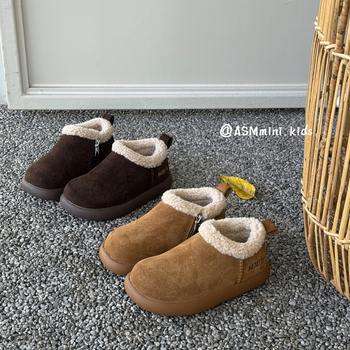 Asmmini dječje zimske čizme, korejskog stila, srednje visoke, gornji dio telećeg velura, bočni zatvarač, gumeni potplat