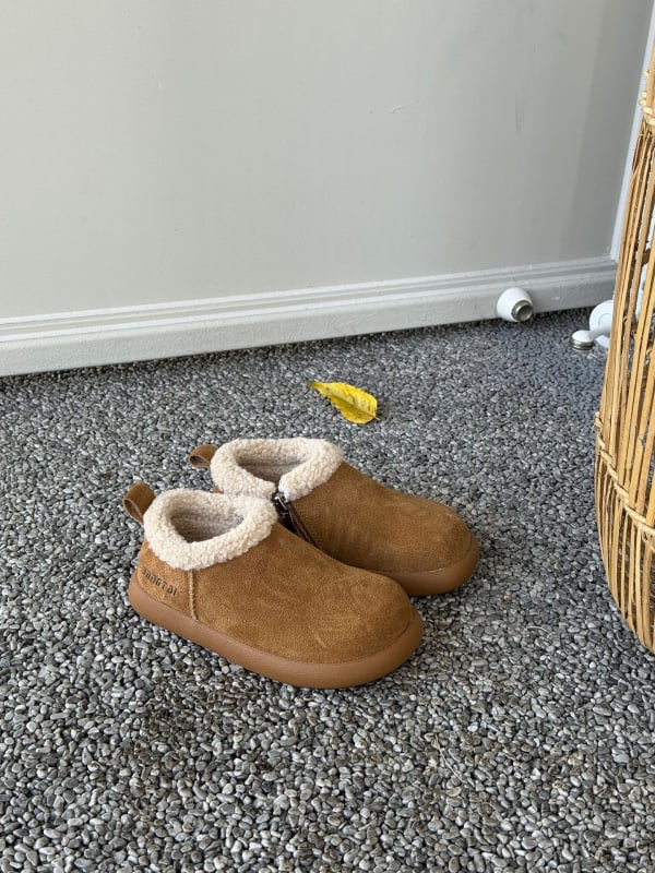 Asmmini dječje zimske čizme, korejskog stila, srednje visoke, gornji dio telećeg velura, bočni zatvarač, gumeni potplat