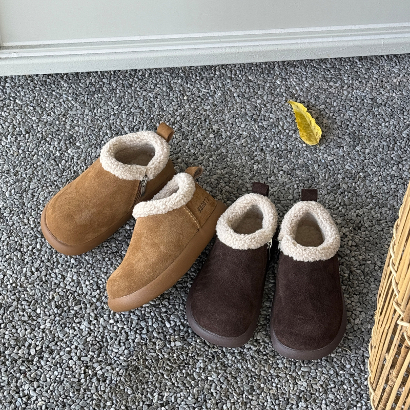 Asmmini dječje zimske čizme, korejskog stila, srednje visoke, gornji dio telećeg velura, bočni zatvarač, gumeni potplat