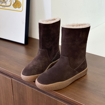 Ženske čizme za snijeg od prave kože, potplat s protukliznim uzorkom, vunena izolacija