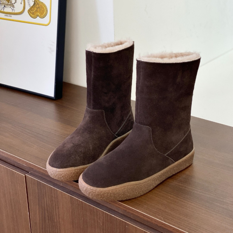 Ženske čizme za snijeg od prave kože, potplat s protukliznim uzorkom, vunena izolacija