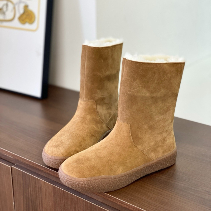 Ženske čizme za snijeg od prave kože, potplat s protukliznim uzorkom, vunena izolacija