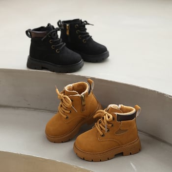 Unisex dječje zimske čizme sa Velcro zatvaranjem, unutarnja fleec podstava, gornji dio od umjetne kože, potplat PVC, za djecu uzrasta 1–6 godina