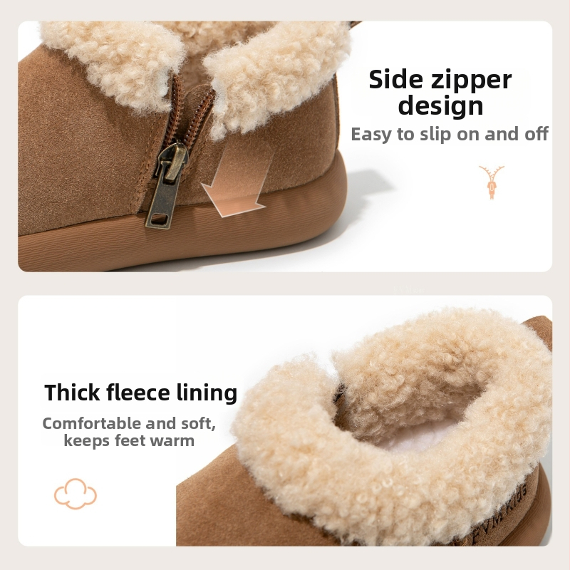 Detské zimné topánky do snehu s hrubou izoláciou, zapínanie na suchý zips (Velcro), gumová podrážka, vrchný materiál: super vlákno, jednofarebný dizajn, zimná sezóna 2025