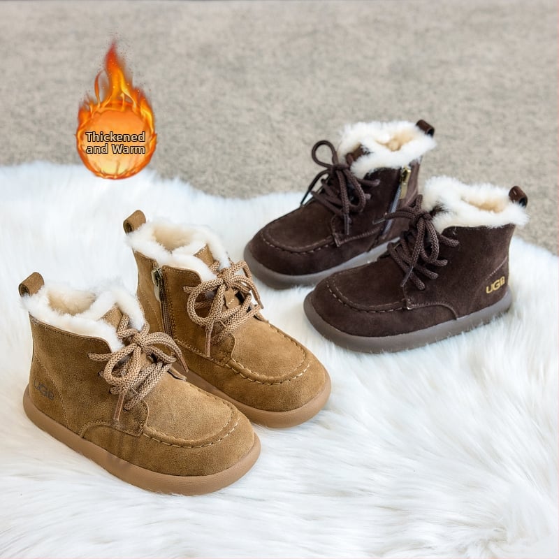 Dječje gležnjače, gornji dio velvet materijala od kravljih vlakana, gumeni potplat, zima–proljeće–jesen, uzrast 4–12 godina