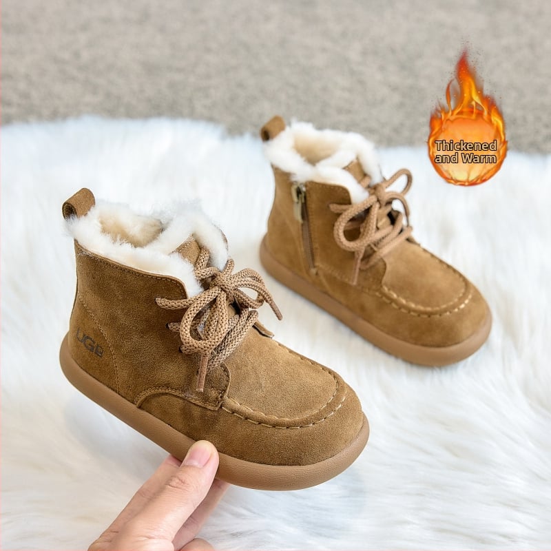 Dječje gležnjače, gornji dio velvet materijala od kravljih vlakana, gumeni potplat, zima–proljeće–jesen, uzrast 4–12 godina