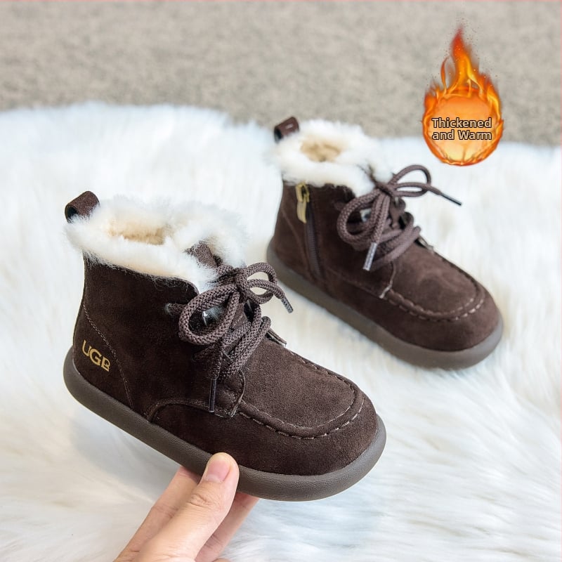 Dječje gležnjače, gornji dio velvet materijala od kravljih vlakana, gumeni potplat, zima–proljeće–jesen, uzrast 4–12 godina