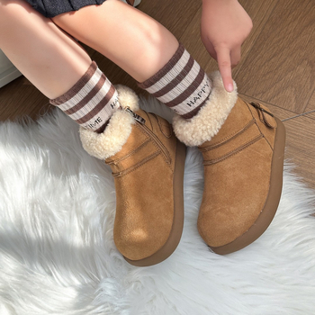 Unisex zimske gležnjače 2025 s gornjim dijelom od umjetne kože, gumom na dnu i bočnim zatvaračem