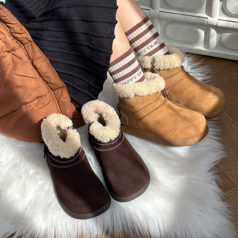 Unisex zimske gležnjače 2025 s gornjim dijelom od umjetne kože, gumom na dnu i bočnim zatvaračem