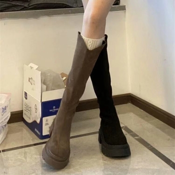 Ženske čizme s resicama, korejskog stila, PU gornji dio, visok vrat, srednja peta 3–5 cm, stražnji zatvarač