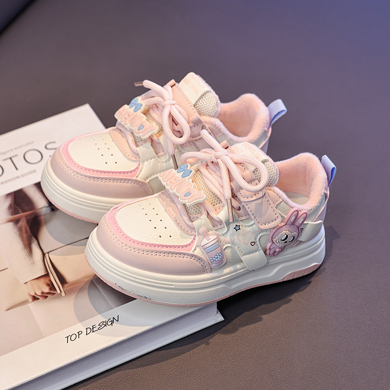 Adidași sport pentru copii, iarnă, cu căptușeală fleece, închidere Velcro, model desen animat, talpă din cauciuc