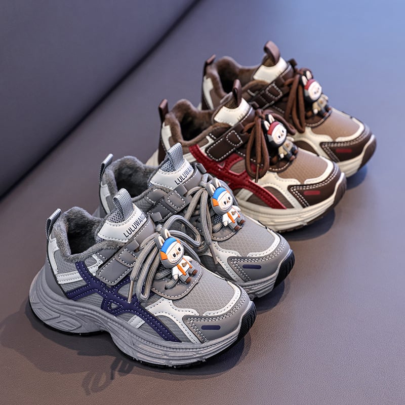 Pantofi sport de iarnă pentru copii, cu Velcro, talpă din cauciuc, partea superioară impermeabilă, căptușeală fleece, ușori, antiderapant, unisex (4–16 ani)