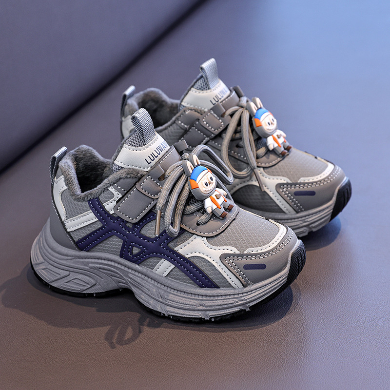 Pantofi sport de iarnă pentru copii, cu Velcro, talpă din cauciuc, partea superioară impermeabilă, căptușeală fleece, ușori, antiderapant, unisex (4–16 ani)