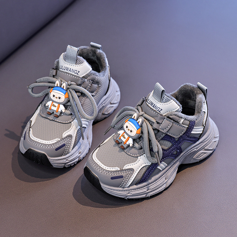 Pantofi sport pentru copii iarnă, închidere Velcro, partea superioară din Super Fiber, talpă din cauciuc, pentru vârste 4–16 ani