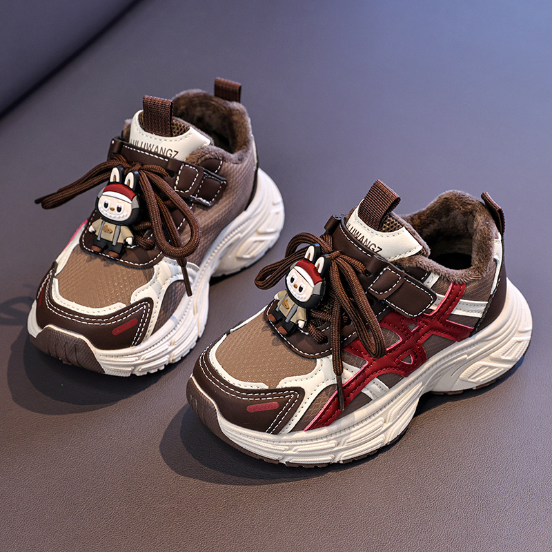 Pantofi sport pentru copii iarnă, închidere Velcro, partea superioară din Super Fiber, talpă din cauciuc, pentru vârste 4–16 ani