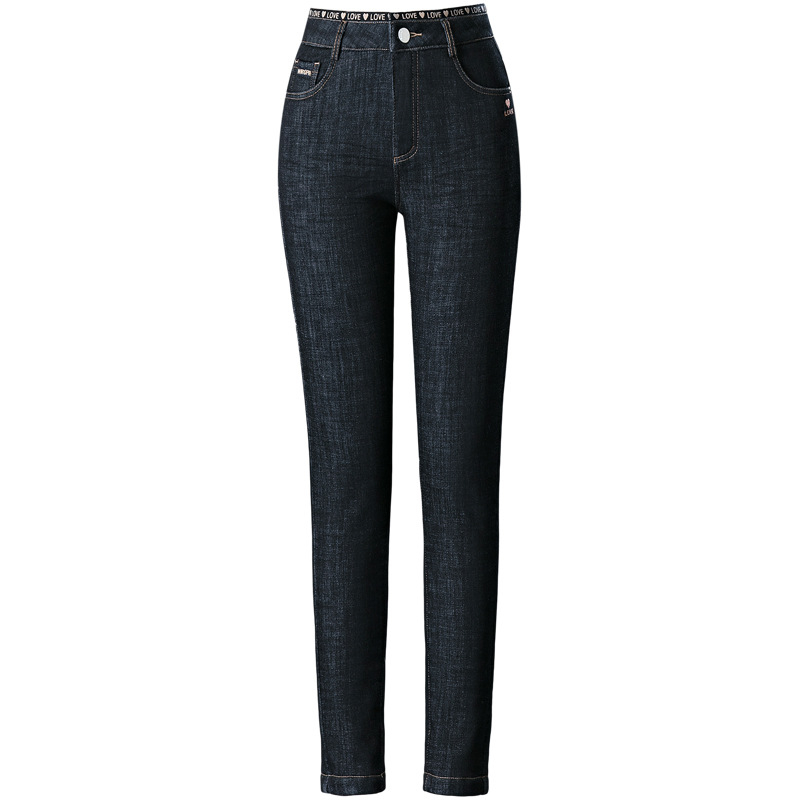 Ženske traperice visokog struka, uski kroj, denim, debeli zimski model